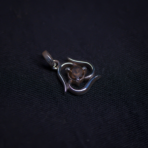 Colgante de cuarzo ahumado facetado, Plata de Ley 925 - Product Image 1