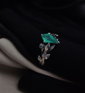 Anillo de Plata de Ley 925 con Ónice Verde en Corte Cometa, con Opciones de Baño de Oro, Joyería de Piedras Preciosas Hecha a Mano, Venta al por Mayor, Personalizable - Product Image 3