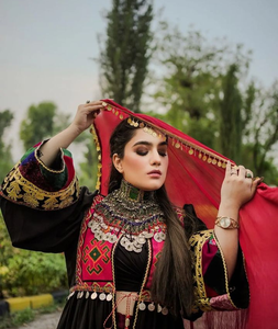 Nouvelle robe afghane Kuchi faite à la main de meilleure qualité pour les femmes avec de lourds motifs de broderie et de belles manches - Product Image 2