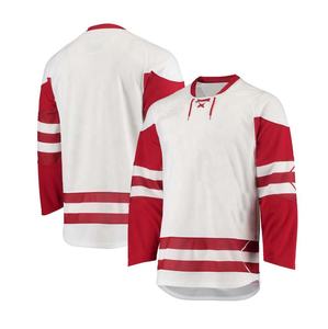 Jersey de Hockey sobre Hielo Personalizado al por Mayor, Rojo y Blanco, Impresión por Sublimación, Cosido, 100% Poliéster, Secado Rápido, Transpirable - Product Image 1