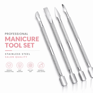 Premium <b>Nail</b> Cuticle Pusher <b>Kit</b> Stainless Steel Double Ended <b>Nail</b> Cleaner Manicure Pedicure Tools Set - Product Image 4