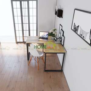 BGDCN68001-1.2m X 1.2m L-Shaped Executive <b>Desk</b> <b>Solid</b> Rubber <b>Wood</b> with 25x50mm Iron Legs Minimalist Design Assembly Required - Product Image 2