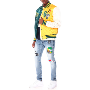 Chaqueta de Invierno para Hombre, Estilo Universitario, Informal, de Satén, Tipo Bomber, Chaqueta Universitaria para Hombre - Product Image 4