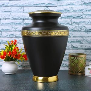 Urna de cremación de aluminio hecha a mano naranja y negra para adultos, recuerdo de cenizas conmemorativas funerarias seguras y duraderas, tamaño personalizado - Product Image 5