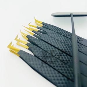 Nouveau noir avec pince à épiler d'extension à pointe dorée et miroir de forme carrée pince à cils en vison haute demande de meilleure qualité durable - Product Image 2