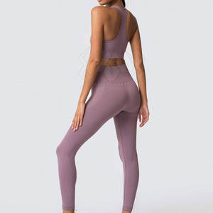 Active Wear Yoga Set para mujeres Seamless Women Yoga Set Workout Fitness Wear Women Yoga Set - Product Image 5