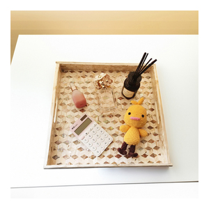 Bandeja ecológica con incrustaciones de nácar de Vietnam, bandeja de servicio duradera hecha a mano para cocina, comedor, restaurante-SM2038 - Product Image 1