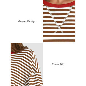 Vente en gros Sweatshirts de haute qualité vierges personnalisés OEM Pull Rayé en coton ras du cou Casual, Solid Knitted Hodies For Woman - Product Image 5