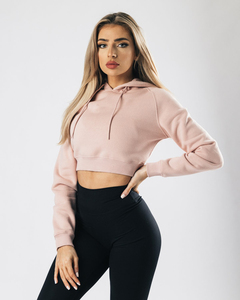 Personalizado al por mayor caliente de manga larga señora mujeres Top pulóver sudaderas con capucha corta transpirable - Product Image 1