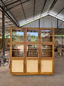 Muebles contemporáneos Gabinete de madera de teca maciza Hutch Gabinete de exhibición Gabinetes de almacenamiento Armario de cocina para comedor Dormitorio - Product Image 5