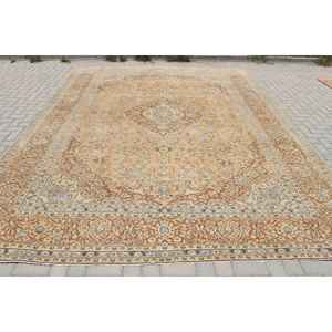 Alfombra Turca Vintage Extra Grande de 9.5x12.7 pies, Alfombra Marrón con Diseño de Puntos - Product Image 1