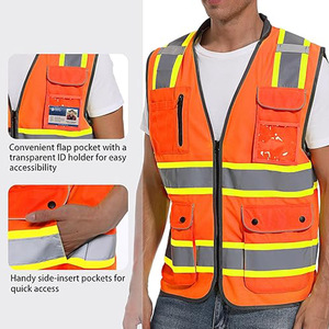 เสื้อกั๊กสะท้อนแสงแบบกำหนดเองสำหรับ OEM สีตามสั่ง ปลอดภัย มองเห็นได้ชัด ป้องกันไฟฟ้าสถิต ทนไฟ ซิปด้านหน้า น้ำหนักเบา ราคาประหยัด - Product Image 4