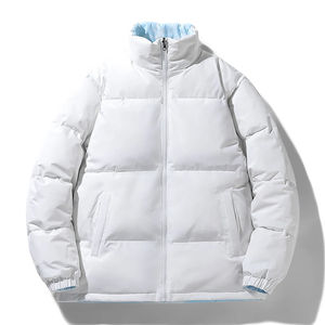 Chaqueta acolchada de lona personalizada para hombre, colección informal de estilo burbuja con capucha y cuello levantado para invierno al aire libre - Product Image 2