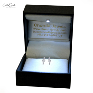 Pendientes de tuerca de diamantes naturales de oro blanco sólido de 14K de diseño clásico para mujer, fabricante de joyas de diamantes de lujo, proveedor - Product Image 4