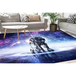 Alfombra estampada con diseño de astronauta aterrizando, decoración con temática espacial, suave y fácil de limpiar, con pelo suave. - Product Image 1