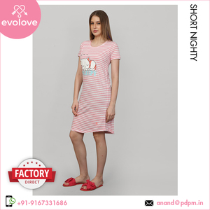 <b>Eye</b> Catching Design Highest Quality 100% Cotton Made Sleepwear Ankle Length Nightshirt Women's Wear Short Nighty - Product Image 3