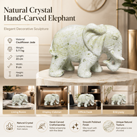 Vente en gros de sculptures d'éléphants en jade cristal naturel, nouvelles sculptures décoratives pour la maison, sculptures en cristal de haute qualité