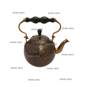 Théière et cafetière en laiton martelé faite à la main, design antique, forme ronde, théière pour accessoires de cuisine - Product Image 1