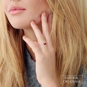 แหวนโกเมนรูปพระจันทร์สีเงิน925แบบเรียงซ้อนกันได้การตั้งค่าแบบฝาปิดสุดอินเทรนด์การหมั้นครบรอบแต่งงานของขวัญสำหรับงานเลี้ยง - Product Image 4