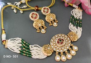 Collier antique en or Kundan SKU-501 D-3 - Product Image 3