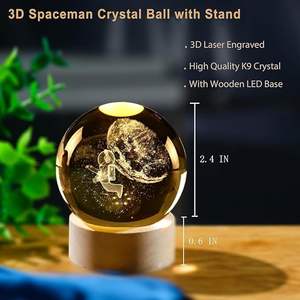 Lámpara de Noche Decorativa Desidiya con Bola de Cristal 3D, Base de Silicona LED, Esfera de Cristal, Decoración para el Hogar, Regalo para Ramadán, Graduación, Mujeres y Hombres - Product Image 5