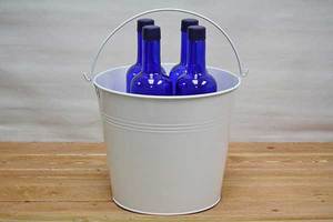 Xô Đá Sắt Kim Loại Bột Màu Trắng Có Tay Cầm Xô Đá Kim Loại Mạ Kẽm Để Uống Bia Và Trang Trí Tiệc Tùng - Product Image 2