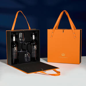 Cajas de regalo de vino de madera personalizadas, sets de vino individuales con cubierta de cuero, cajas de papel, cajas de regalo de vino elegantes, diseño de empaque con logotipo. - Product Image 3