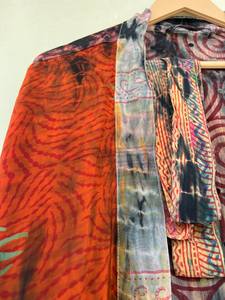 Kimono de seda hecho a mano Tye Dye, ropa de Festival ligera, cubierta de playa reciclada india, verano, otoño, Primavera, tamaño, característica suave gratis - Product Image 5