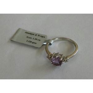 Shah Gems Women's Natural Amethyst <b>Solitaire</b> <b>Ring</b> 925 Sterling <b>Silver</b> Gemstone <b>Ring</b> with Claw Inlay for Engagement - Product Image 4