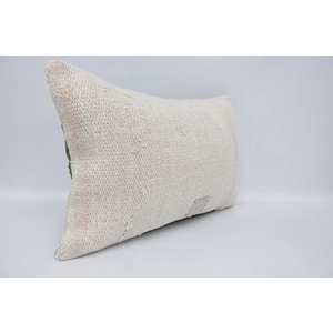 Oreiller en laine beige rayé subtil 16x24 pouces Motif vintage Technique de patchwork tissé Kantha - Product Image 3