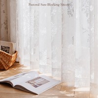 Tissu de rideau transparent moderne à motif floral style campagnard américain, en polyester ajouré semi-occultant et filtrant la lumière, pour salon et bureau