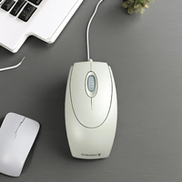 Ratón de ordenador original CHERRY WheelMouse gris claro con cable y sensor óptico y diseño simétrico para zurdos y diestros