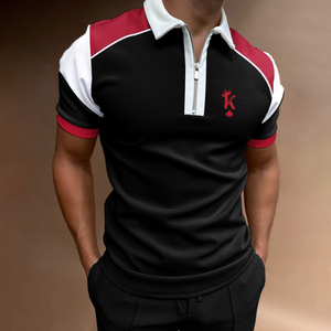 Cremallera gris de alta calidad para camisa Polo Mangas cortas delgadas Tela de Jersey transpirable cómoda Diseño personalizado Logotipo Patrón sólido - Product Image 2