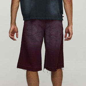 Pantalones cortos de mezclilla de 14oz de cintura alta con logotipo personalizado bordado, ropa de calle Vintage rasgada, pantalones cortos de color único de longitud larga para hombres - Product Image 5