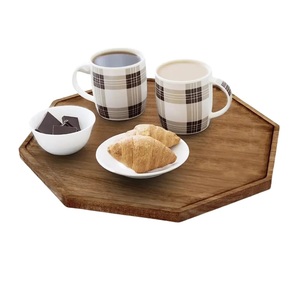 Ensemble de Plateaux à Thé Octogonaux en Bois d'Acacia Massif Écologique 3 Couleurs Naturelles Marque Furaka Bloc à Découper pour la Maison Café Restaurant - Product Image 1