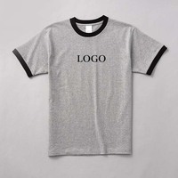 Dernière mode 220gsm 100% coton Ringer manches courtes col rond hommes femmes T-shirts unis couleur personnalisée toutes tailles