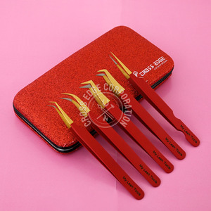 Pince à épiler d'extension de cils de volume léger Pince à cils à pointe en fibre Diamond Grip Volume Pince à épiler à 90 degrés en acier inoxydable - Product Image 6