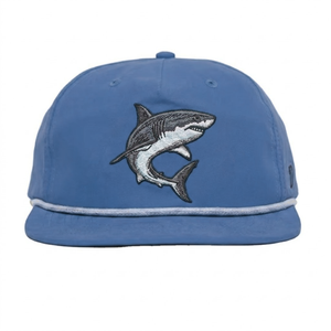 Gorra de golf retro con bordado de tiburón, de fábrica en Vietnam, de nailon de secado rápido, de 5 paneles, snapback, estilo vintage, con visera plana, para playa - Product Image 2