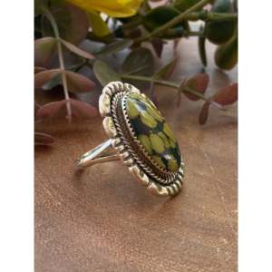 Navajo-Made Tibetan Turquoise & Sterling <b>Silver</b> Fashion <b>Ring</b> Size 12 Bezel <b>Set</b> Inlay Stainless Steel Stylish Gift Idea - Product Image 3