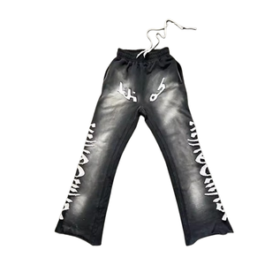 กางเกงวอร์มปักลายสำหรับผู้ชายสไตล์ลำลองเอวปานกลาง - Product Image 1