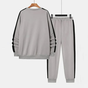 ชุดกีฬาลำลองสำหรับผู้ชายสีตัดกันคอกลมพิมพ์ลายสีตัดกัน - Product Image 2