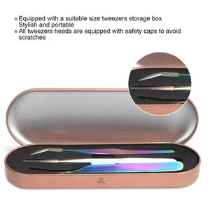 Pince à cils en acier inoxydable antistatique de précision pince à épiler professionnelle à pointe de Fiber pour l'extension de cils - Product Image 4