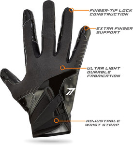 Gants de football américains super adhérents en gros, gants de football pour joueurs de ligne, fabriqués sur mesure, rembourrés au dos, respirants - Product Image 3