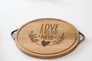 Bandeja de madera para decoración del hogar de diseño único moderno con asas, organizador de cocina polaco personalizado - Product Image 4