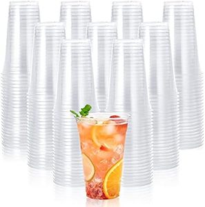 12 Oz Disposable <b>Plastic</b> <b>Cups</b> Tight-Seal Lids Clear Drink <b>Cups</b> Food Truck Supplies <b>Reusable</b> Smoothie <b>Cups</b> Excellent Takeout - Product Image 1