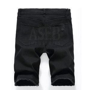 กางเกงยีนส์ขาสั้นของผู้ชายขาสั้นทำจากสีตัดกัน - Product Image 2