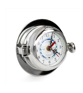 Horloge à hublot circulaire 9 "Time & Tide Aluminium Argent Nickel Poli Prédicteur Météo et Lune Vagues de marée - Product Image 1