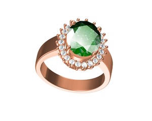 แหวนเพชรรูปวงรีสีโรสโกลด์14K/18K ปรับแต่งได้สีเขียวเคลือบโรสโกลด์เครื่องประดับสำหรับผู้หญิงผลิตในงานแต่งงาน - Product Image 1