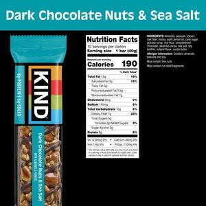 KIND <b>Nut</b> Bars Dark Chocolate <b>Nuts</b> & Sea Salt (12 Count) - Product Image 3