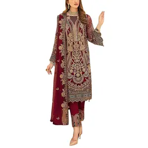 Pakaian Wanita Pakistan India & Pakistan Setelan Etnik Punjabi dengan Pekerjaan Bordir Anarkali Salwar Kameez untuk Wanita